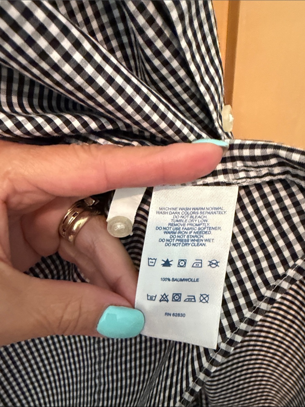 Lands' End Black & White Gingham Button-Down Shirt - Picture 3 of 5